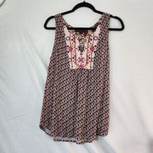 Boho Floral Tank Top - Purple and Pink